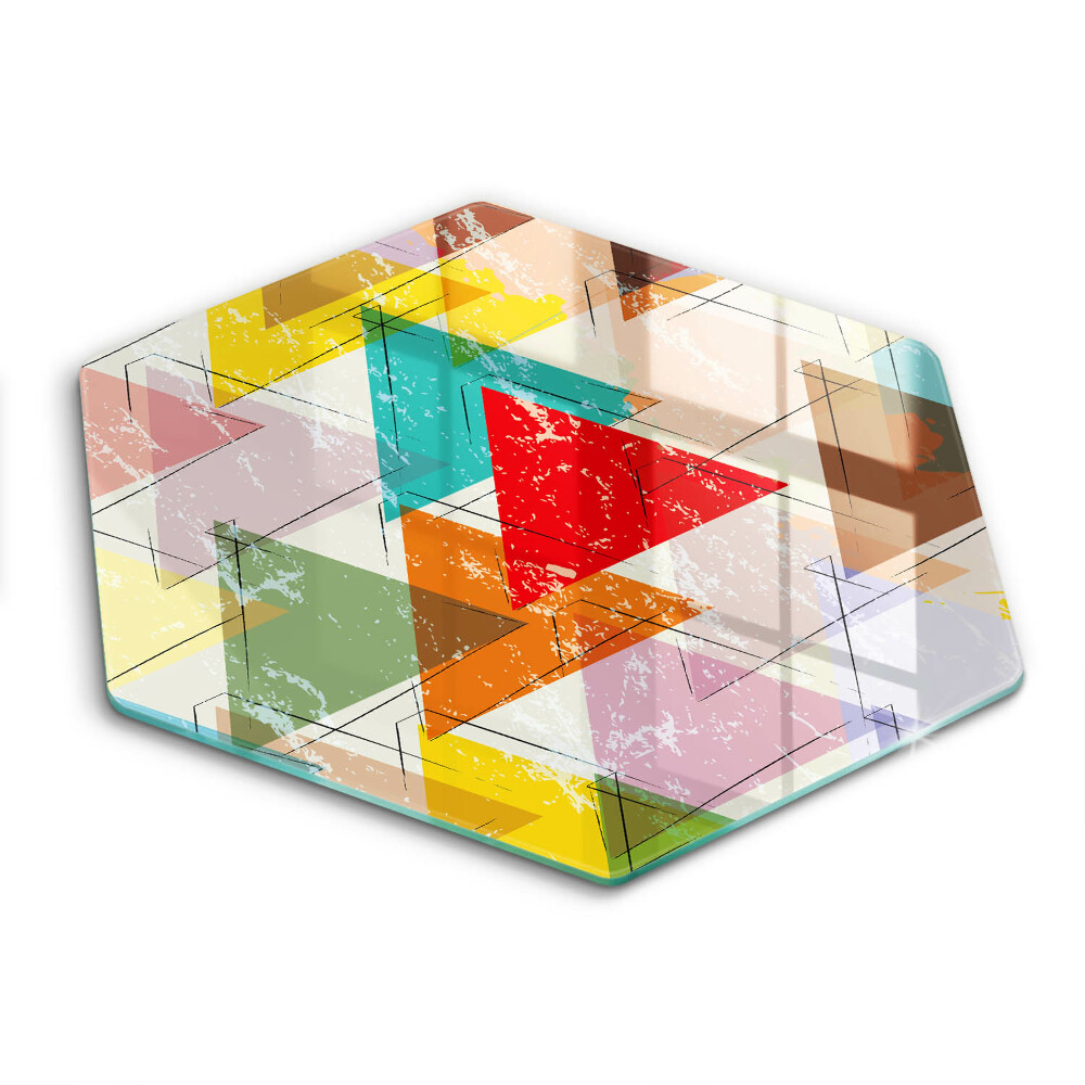 Chopping board glass Painted triangles