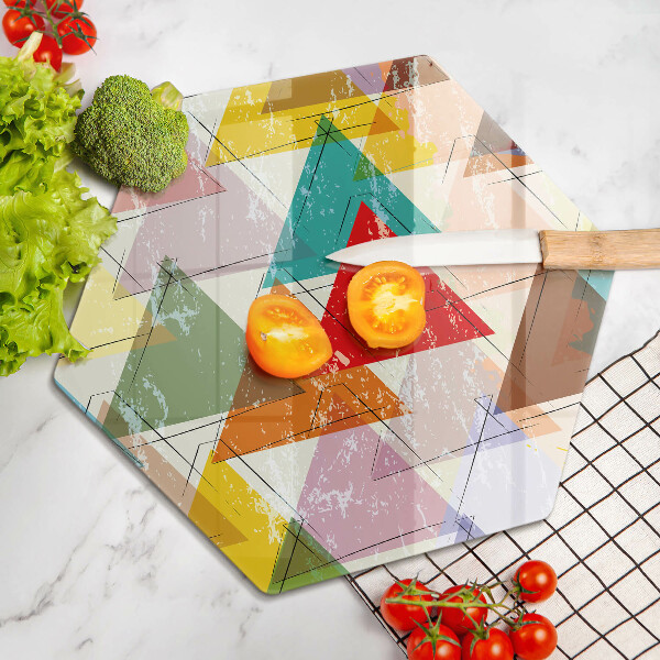 Chopping board glass Painted triangles