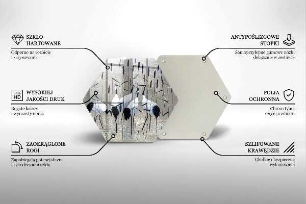 Chopping board glass Japanese cranes