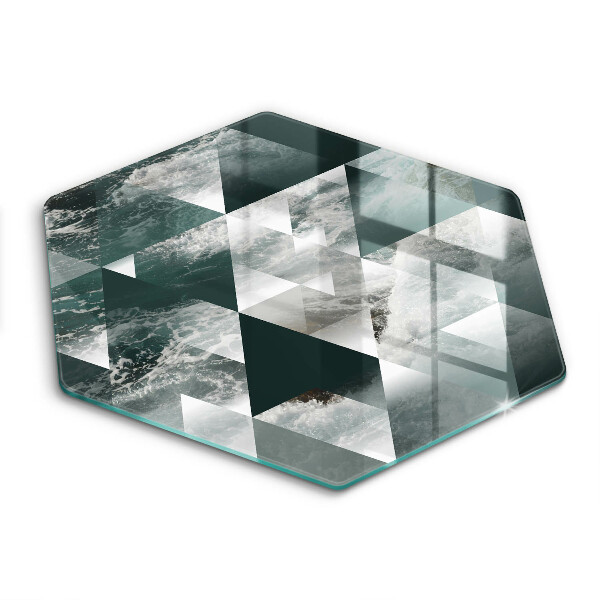 Chopping board glass Triangles and water