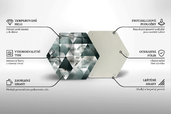 Chopping board glass Triangles and water