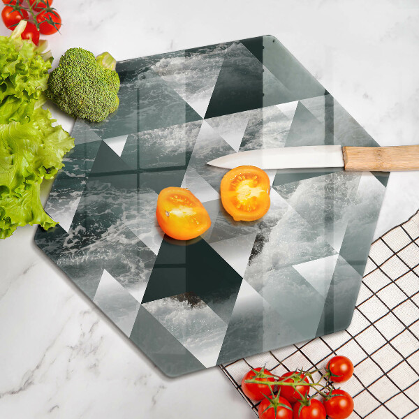 Chopping board glass Triangles and water