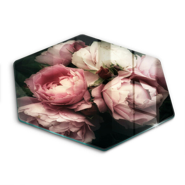 Chopping board glass Peony flowers