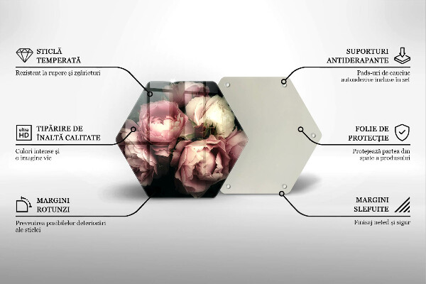 Chopping board glass Peony flowers