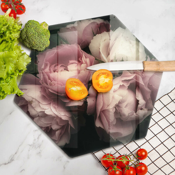 Chopping board glass Peony flowers