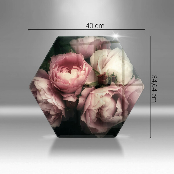 Chopping board glass Peony flowers