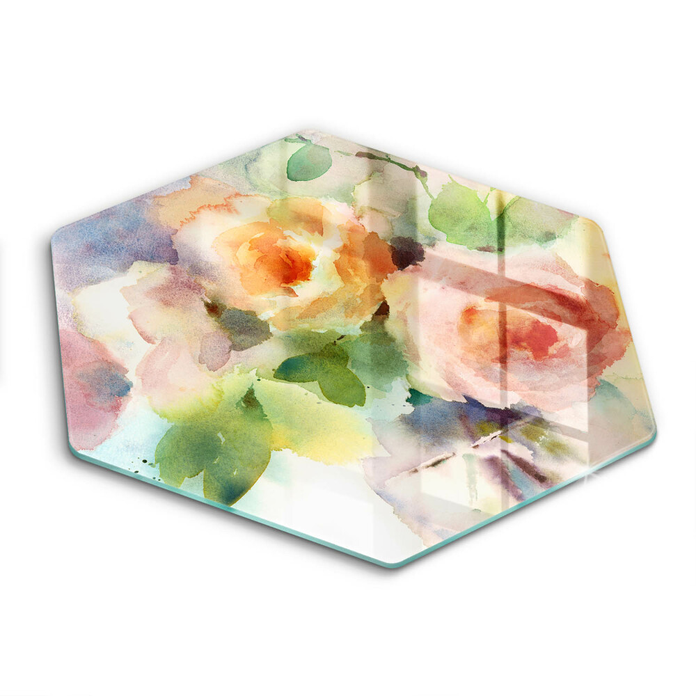 Chopping board glass Painted flowers