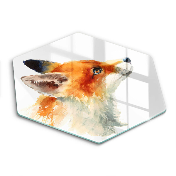 Chopping board glass Painted fox