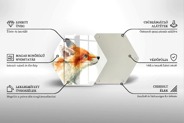 Chopping board glass Painted fox