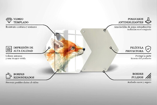 Chopping board glass Painted fox