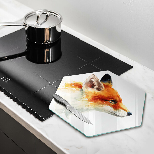Chopping board glass Painted fox