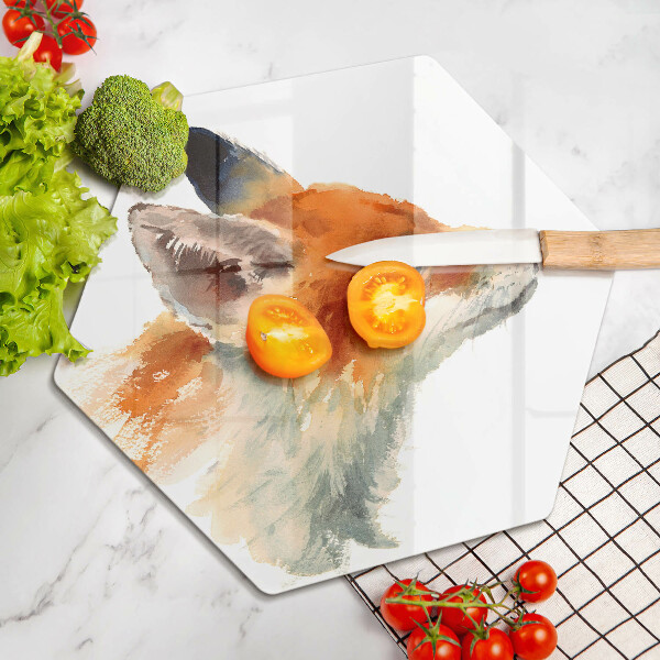 Chopping board glass Painted fox