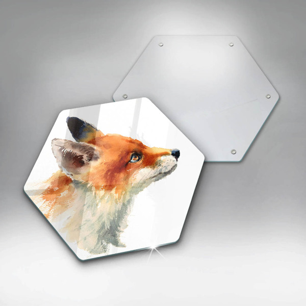 Chopping board glass Painted fox