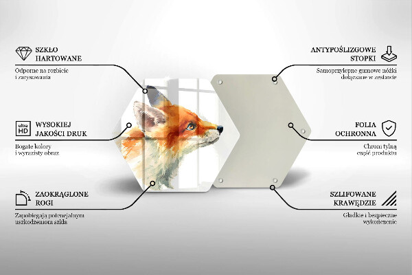 Chopping board glass Painted fox