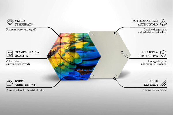 Chopping board glass Colorful parrots