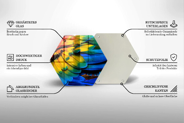 Chopping board glass Colorful parrots