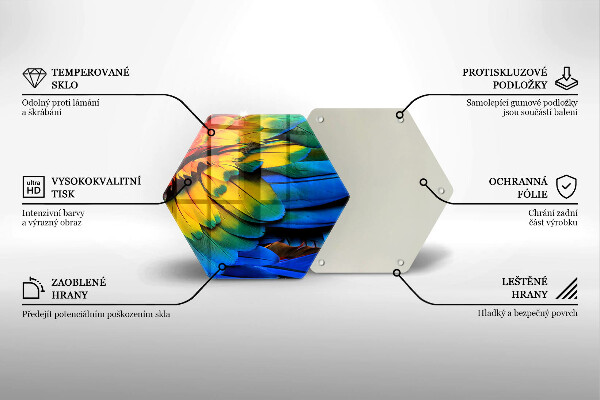 Chopping board glass Colorful parrots