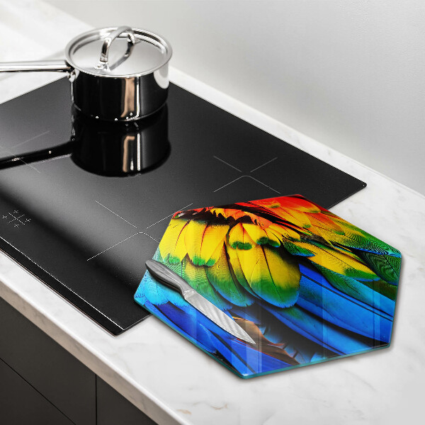 Chopping board glass Colorful parrots