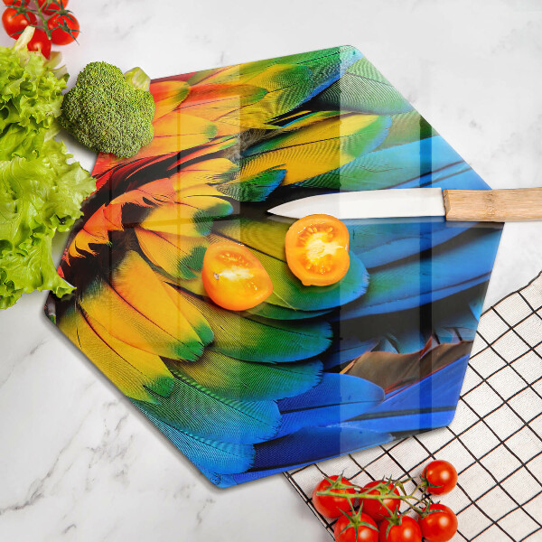 Chopping board glass Colorful parrots