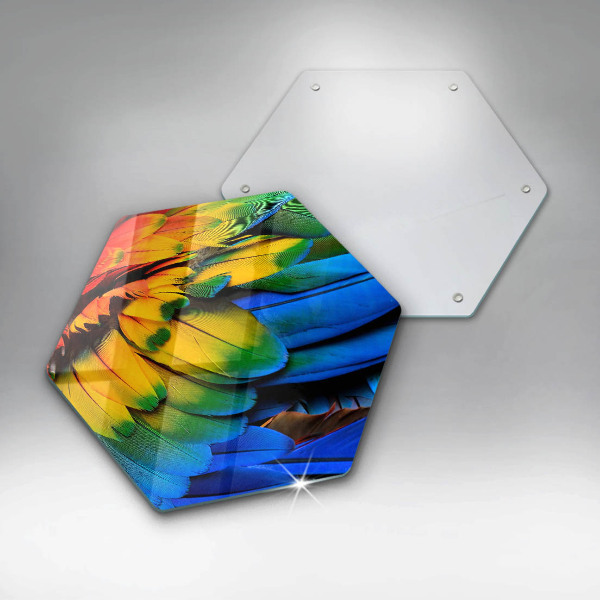 Chopping board glass Colorful parrots