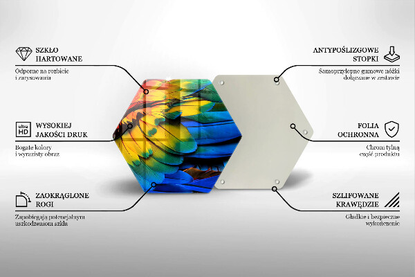 Chopping board glass Colorful parrots