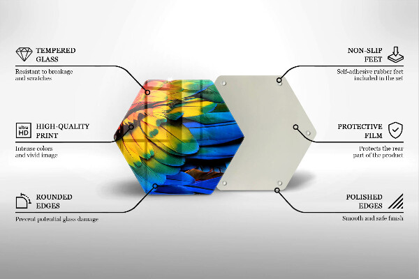 Chopping board glass Colorful parrots