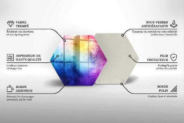 Chopping board glass Rainbow watercolor spots