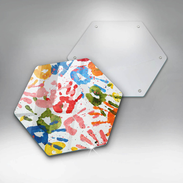 Chopping board glass Traces of children's hands