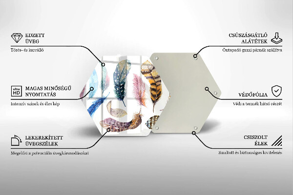 Chopping board glass Colorful bird feathers