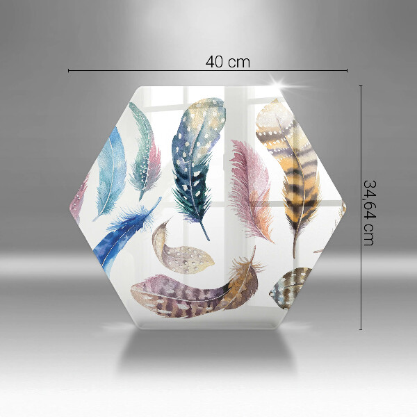 Chopping board glass Colorful bird feathers