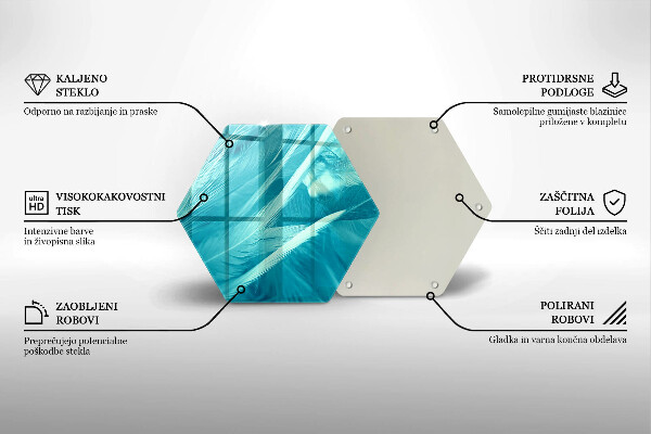 Chopping board glass Delicate feathers