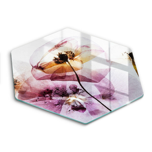 Chopping board glass Delicate flowers