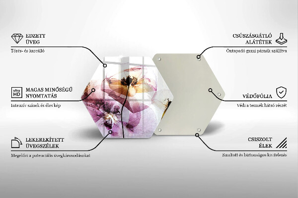 Chopping board glass Delicate flowers