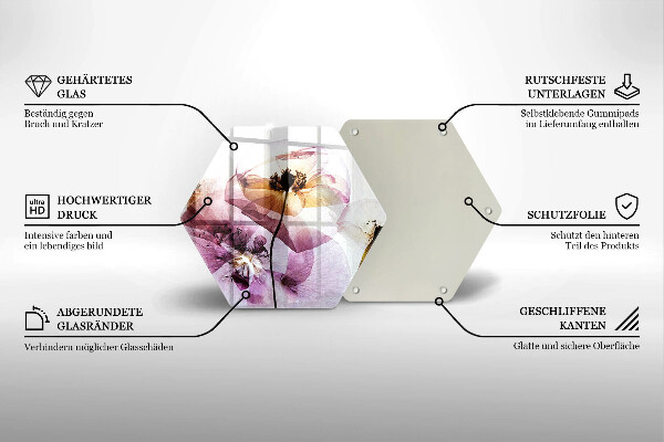 Chopping board glass Delicate flowers