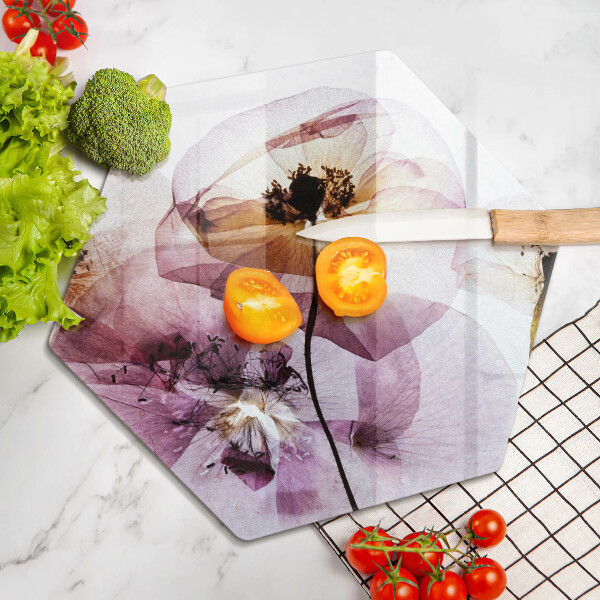 Chopping board glass Delicate flowers