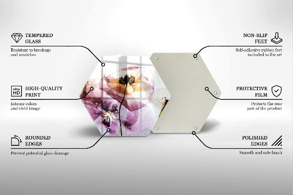Chopping board glass Delicate flowers