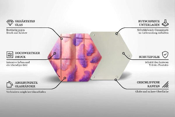 Chopping board glass Fluffy feathers