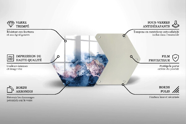 Chopping board glass Abstraction painted mountains