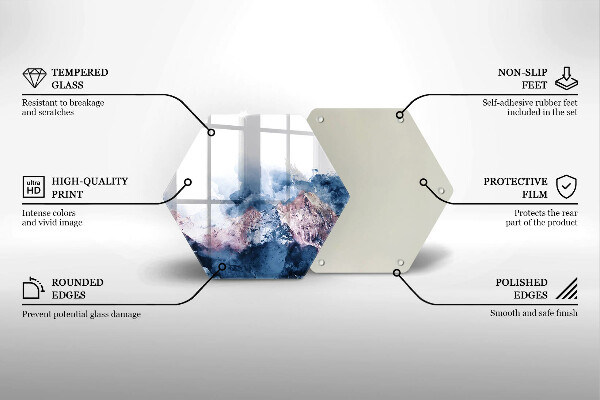 Chopping board glass Abstraction painted mountains