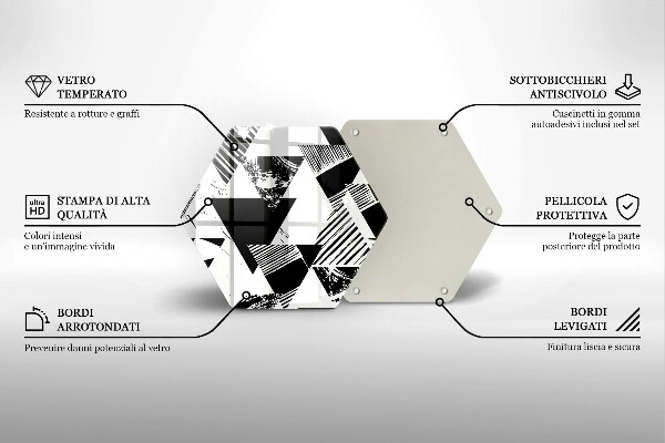 Chopping board glass Geometric triangles