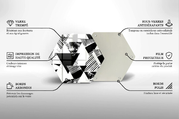 Chopping board glass Geometric triangles