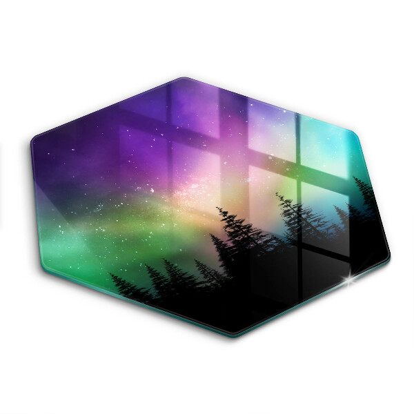 Chopping board glass Aurora polar and forest