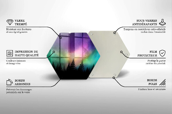 Chopping board glass Aurora polar and forest