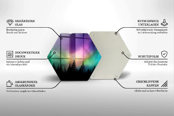 Chopping board glass Aurora polar and forest