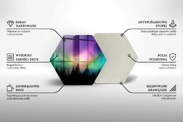 Chopping board glass Aurora polar and forest