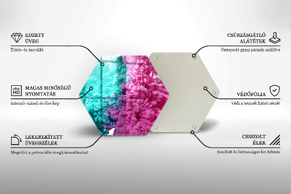 Chopping board glass Turkos-pink smoke