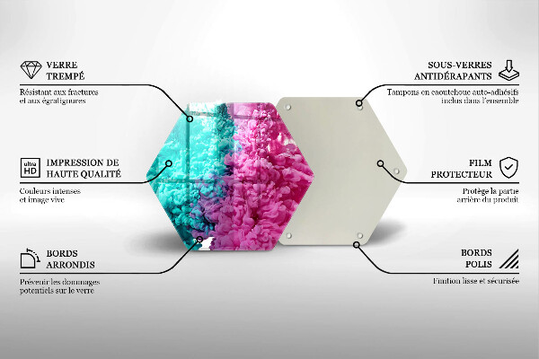 Chopping board glass Turkos-pink smoke