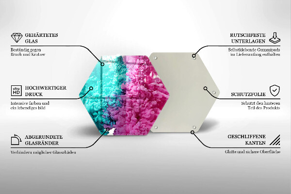 Chopping board glass Turkos-pink smoke