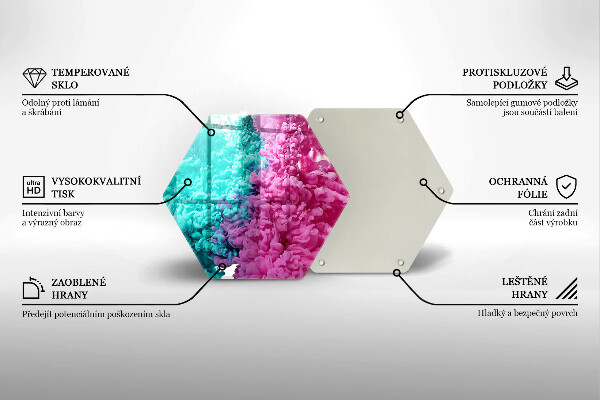 Chopping board glass Turkos-pink smoke