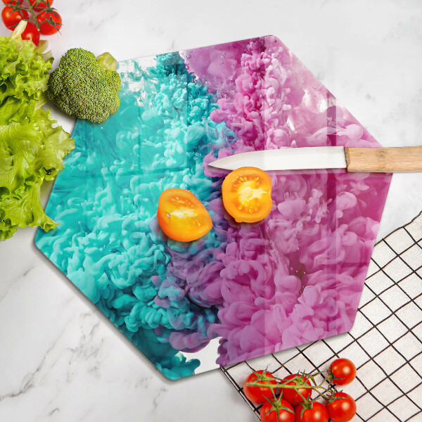 Chopping board glass Turkos-pink smoke